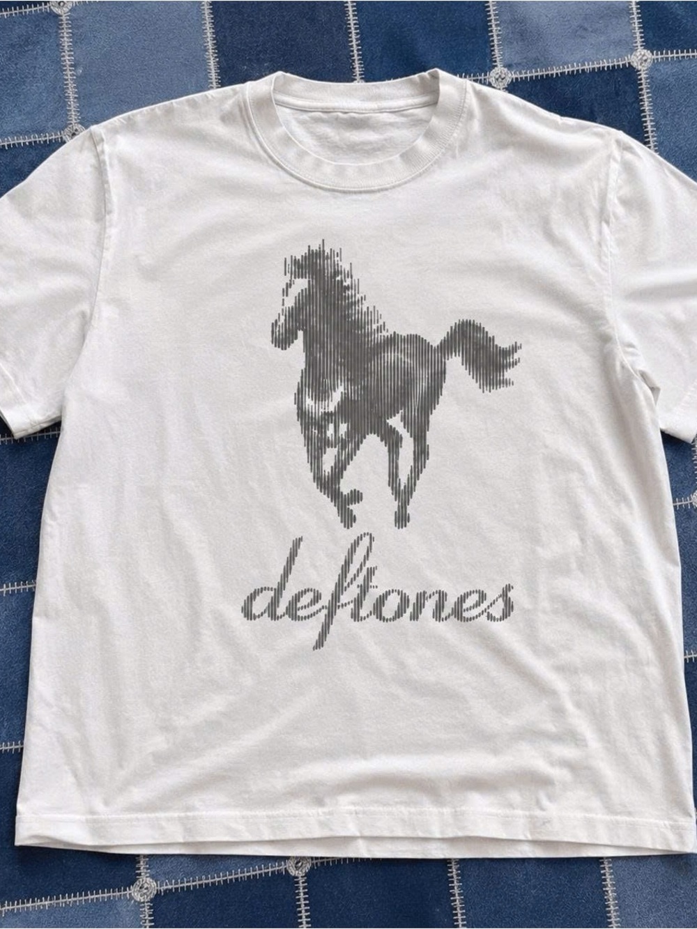 Deftones White Graphic Tee with Horse Design